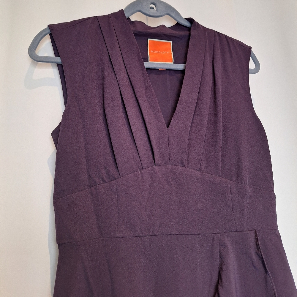 ModCloth Plum Ruffle Dress Size Medium - Picture 2 of 11